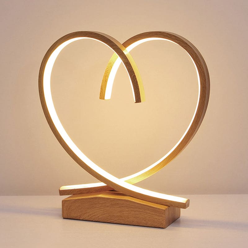 Charming Wooden Bedside Lamp with Heart Design - HeartTable