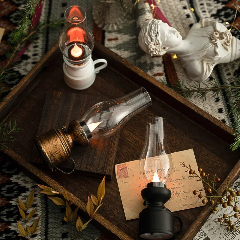 retro kerosene inspired led table lamp for cozy home decor retrotable