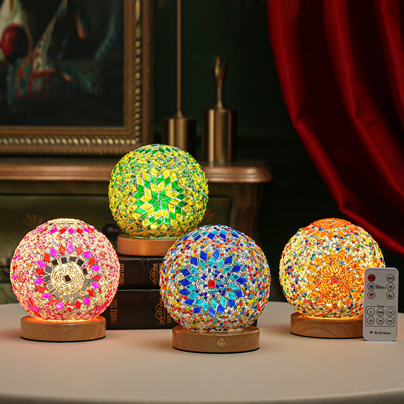 dimmable led glass mosaic table lamp for a bohemian vibe glasstable