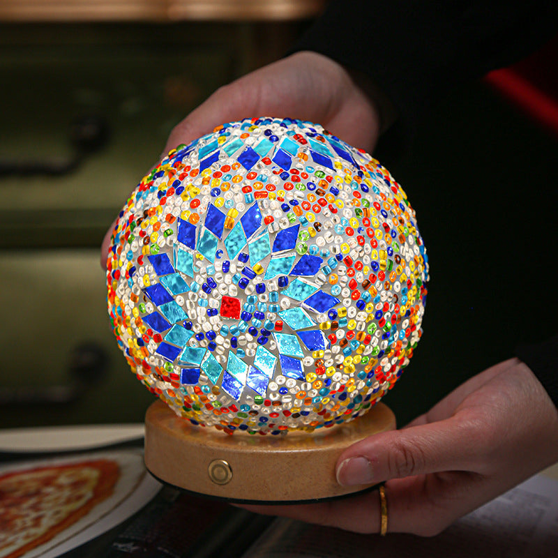 dimmable led glass mosaic table lamp for a bohemian vibe glasstable