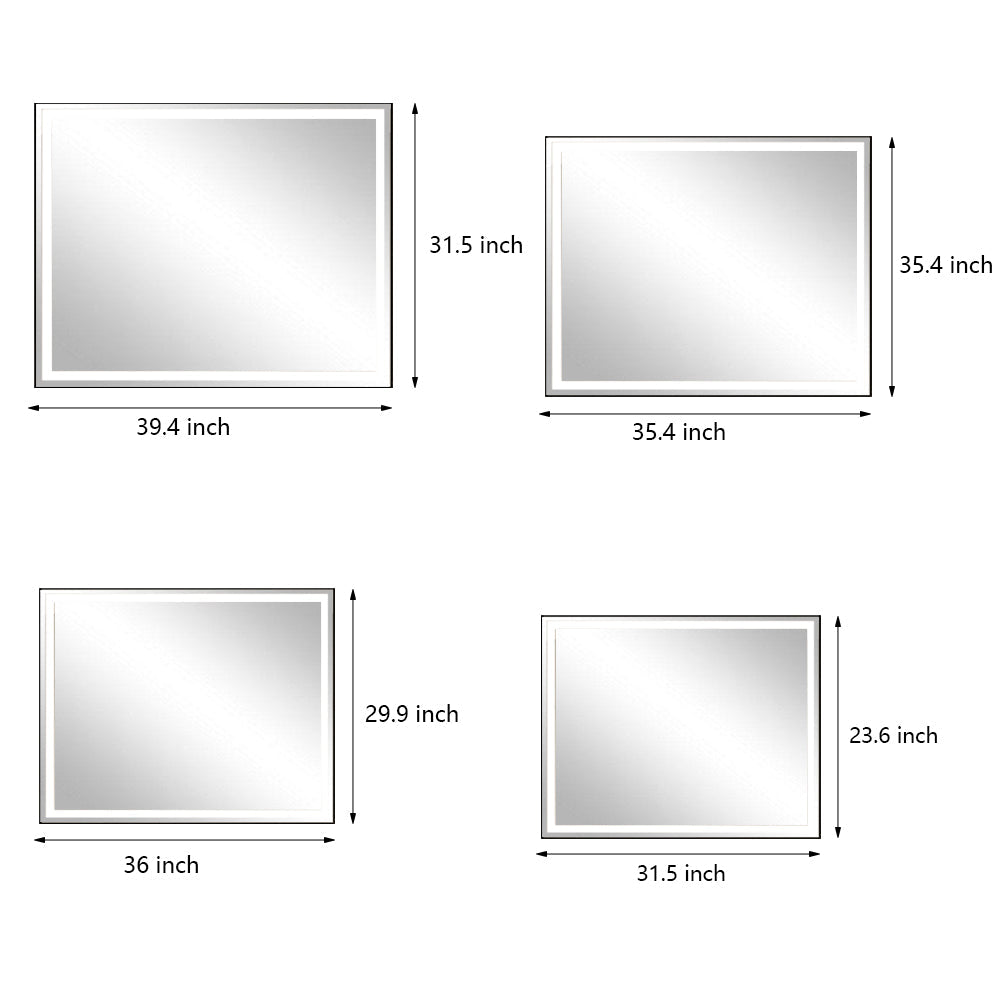 91.5 x 76 cm LED Dimmable Memory Touch Bathroom Vanity Mirror