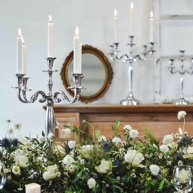 Gold Silver Metal Candelabrum for 5 Candles